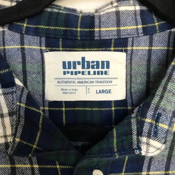 Urban Pipeline Blue Green Plaid Button Down Shirt - Picture 2 of 4